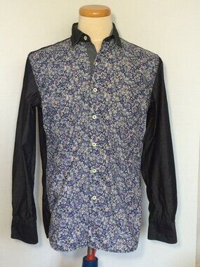 Robert Graham Mens Shirt Medium Multicolor Floral Print Tailored Fit Long Sleeve